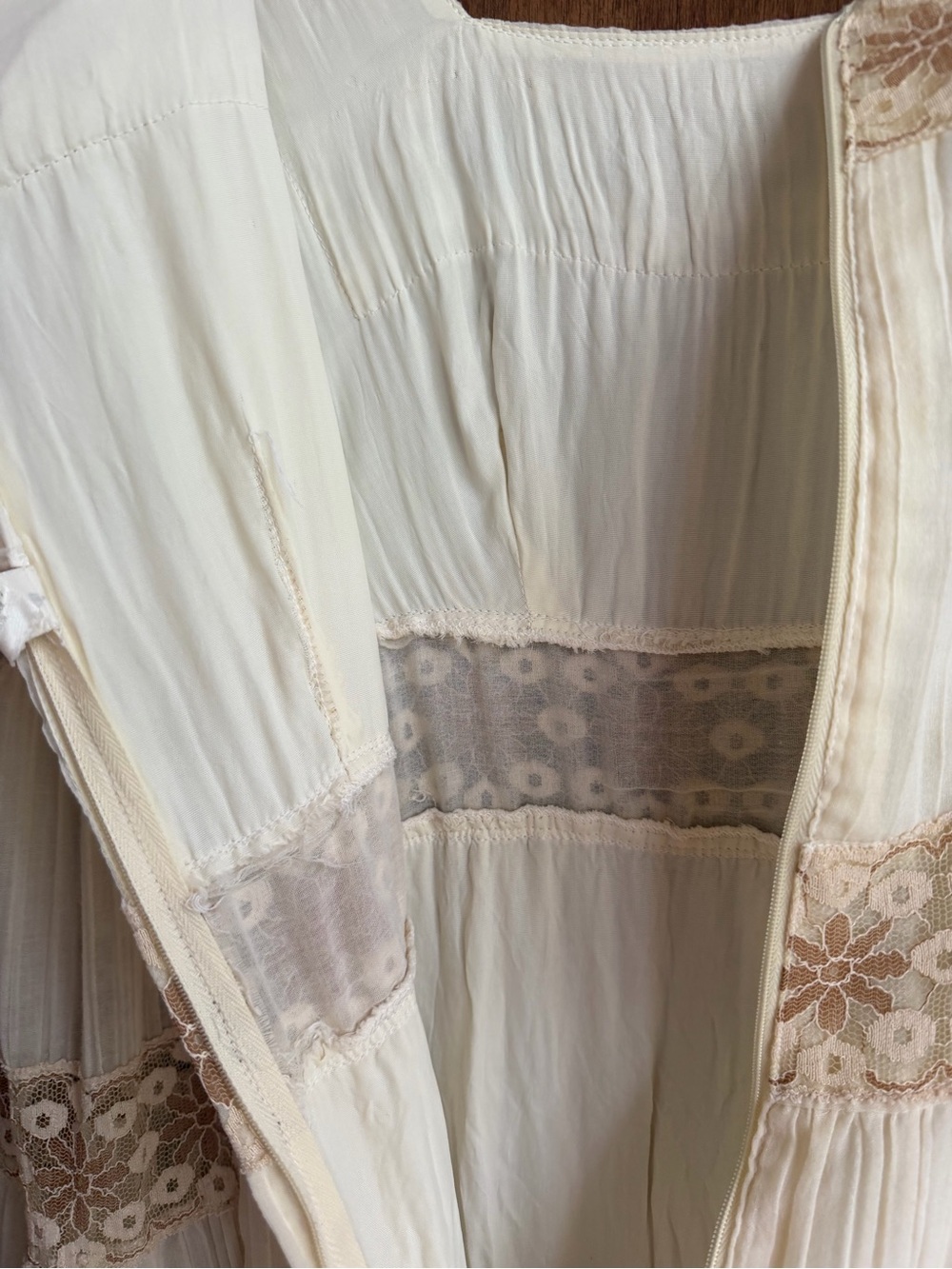 VTG 70s Roberta California Prairie Maxi Dress Ivory Lace Cottagecore Boho - Picture 16 of 16